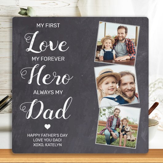 First Love Forever Hero Personalized 3 Foto Dad Fotoplaat