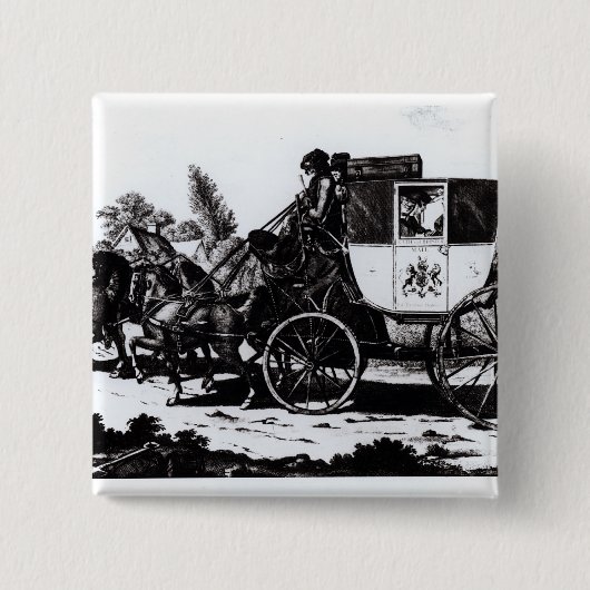 First Mail Coach, 1784 Vierkante Button 5,1 Cm (Voorkant)