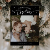 First Married Christmas Newlywed Photo Black Feestdagenkaart