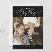 First Married Christmas Newlywed Photo Black Feestdagenkaart (Voorkant)