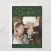 First Married Christmas Newlywed Photo Green Feestdagenkaart (Voorkant)