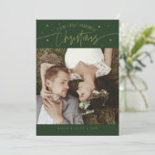 First Married Christmas Newlywed Photo Green Feestdagenkaart (Staand voorkant)
