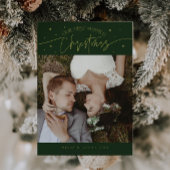 First Married Christmas Newlywed Photo Green Feestdagenkaart