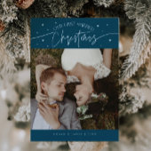 First Married Christmas Newlywed Photo Teal Feestdagenkaart