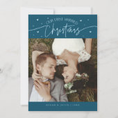 First Married Christmas Newlywed Photo Teal Feestdagenkaart (Voorkant)