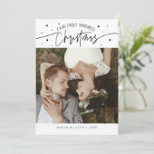 First Married Christmas Newlywed Photo White Feestdagenkaart (Staand voorkant)