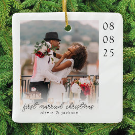 First Married Christmas Photo Keepsake Keramisch Ornament
