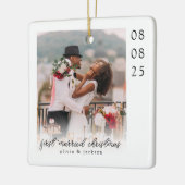 First Married Christmas Photo Keepsake Keramisch Ornament (Links)