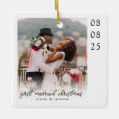 First Married Christmas Photo Keepsake Keramisch Ornament (Voorkant)
