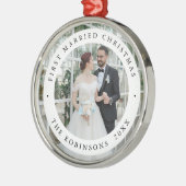 First Married Christmas Photo Modern Keepsake Metalen Ornament (Links)
