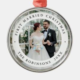 First Married Christmas Photo Modern Keepsake Metalen Ornament