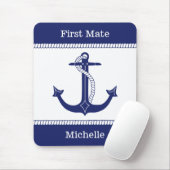 First Mate Anchor met Nautical Rope Naam toevoegen Muismat (Met muis)