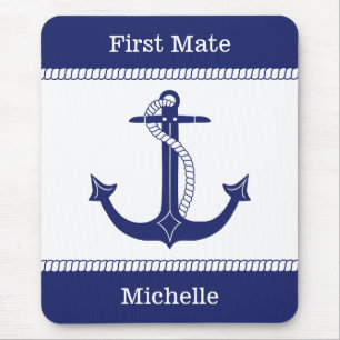 First Mate Anchor met Nautical Rope Naam toevoegen Muismat