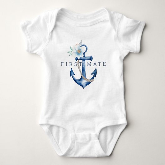 First Mate Baby Bodysuit | Nautische Waterverf ANC (Voorkant)