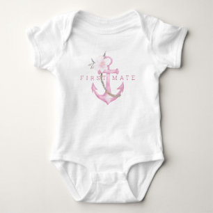 First Mate Baby Bodysuit Roze Nautische Watercol