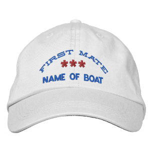 FIRST MATE en BOOTNAAM Custom WHITE RED BLUE Geborduurde Pet