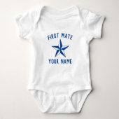 First Mate nautical star navy blue and white kind Romper (Voorkant)