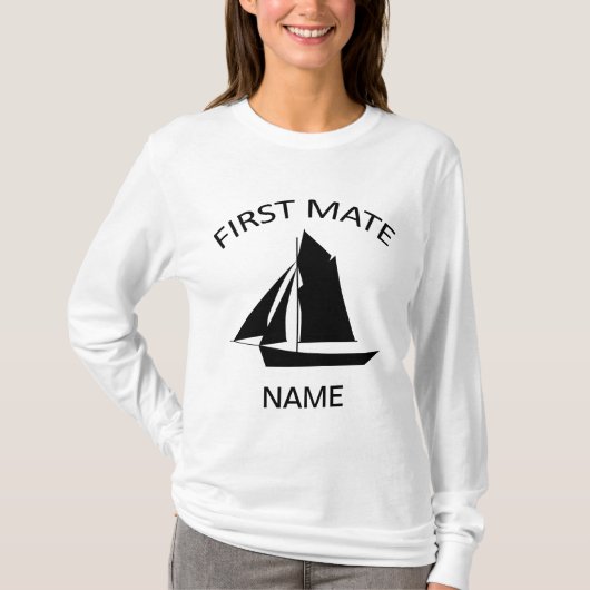 First Mate Sailor Name Dames White LS T-Shirt (Voorkant)