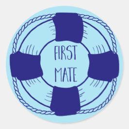 First Mate with Life Preserver Ronde Sticker