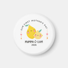 First Mother’s Day 2026 Cute Lemon Mom & Baby  Magneet