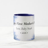 First Mother’s Day Moon Floral Blue Personalized Mok (Midden)
