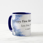 First Mother’s Day Moon Floral Blue Personalized Mok (Voorkant links)