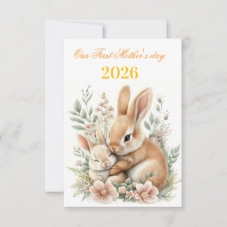 First mother's day 2026 watercolor bunny rabbit  aankondiging