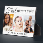 First Mother's Day 3 Photo Collage Black And White Fotoplaat<br><div class="desc">Celebrate the special occasion of First Mother's Day with our beautiful 3 Photo Collage Black And White Plaque. This modern photo keepsake features a 3 picture template, allowing you to create your own personalized gift for the new mom in your life. The sleek black and white design adds a touch...</div>