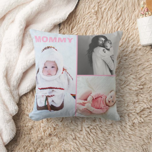 First Mothers Day 3 photo Collage Throw Pillow Kussen (Deken)