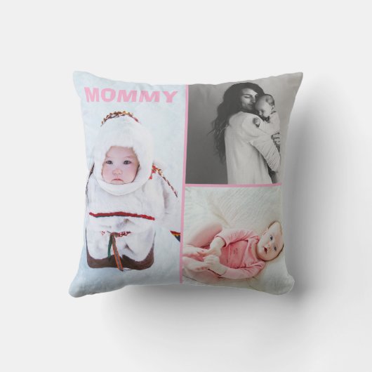 First Mothers Day 3 photo Collage Throw Pillow Kussen (Achterkant)