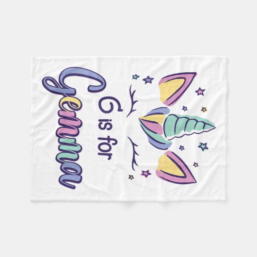 First Name Gemma D G Is For Gemma  Fleece Deken (Voorkant (Horizontaal))