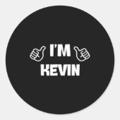 First Name Kevin Valentines Day Design For Couples Ronde Sticker (Voorkant)