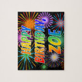 First Name "ZOE", Fun "HAPPY BIRTHDAY" Legpuzzel (Verticaal)