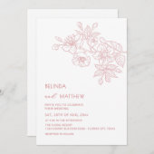 First Names Only Blush Flowers White Minimalist Kaart (Voorkant / Achterkant)