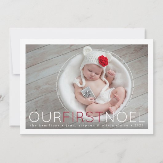 First Noel | Baby's eerste kerstfeest foto Feestdagenkaart (Voorkant)
