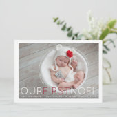First Noel | Baby's eerste kerstfeest foto Feestdagenkaart (Staand voorkant)