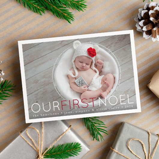 First Noel | Baby's eerste kerstfeest foto Feestdagenkaart