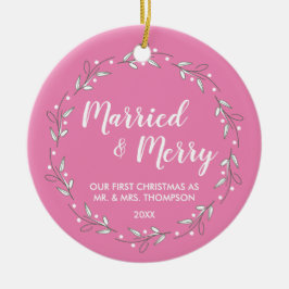 "First Noel Together: 'Married and Merry' Persoonl Keramisch Ornament