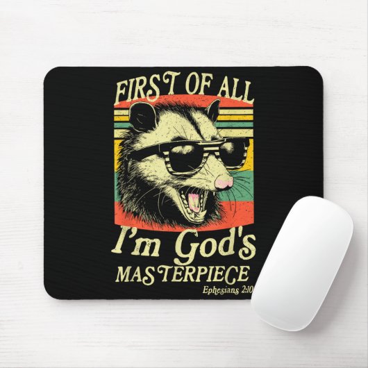 First Of All I’m God’s Masterece Raccoon Retro Ver Muismat (Met muis)