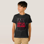 First Of All I'm A Delight Funny Roaring Black Cat T-shirt (Voorkant volledig)