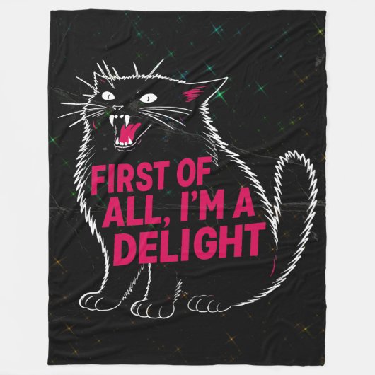 First Of All I'm A Delight Roaring Black Cat Fleece Deken (Voorkant)