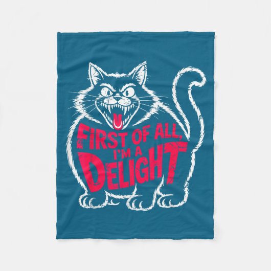First Of All I'm A Delight Roaring Black Cat Funny Fleece Deken (Voorkant)