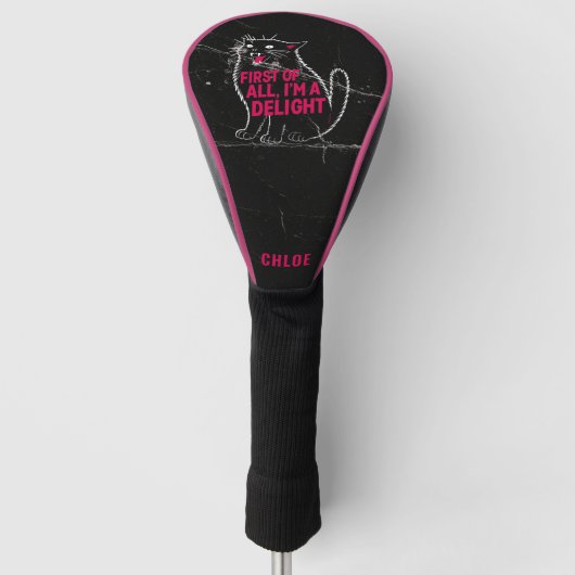 First Of All I'm A Delight Roaring Black Cat Golfheadcover (Voorkant)