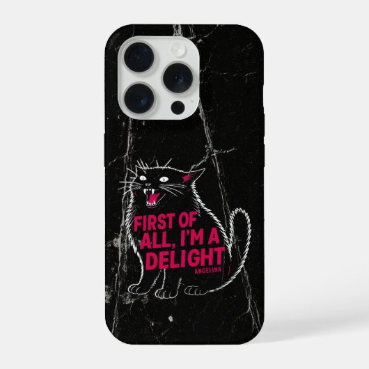 First Of All I'm A Delight Roaring Black Cat iPhone Hoesje (Achterkant)