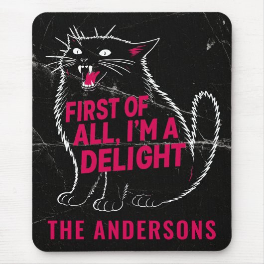 First Of All I'm A Delight Roaring Black Cat Muismat (Voorkant)