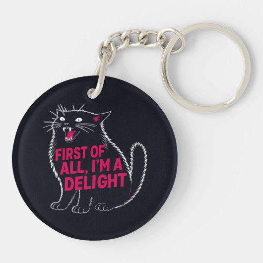 First Of All I'm A Delight Roaring Black Cat Sleutelhanger (Achterkant)