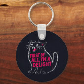 First Of All I'm A Delight Roaring Black Cat Sleutelhanger (Achterkant)