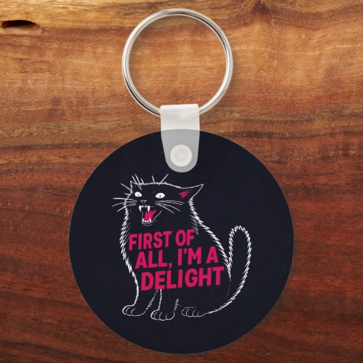 First Of All I'm A Delight Roaring Black Cat Sleutelhanger (Voorkant)