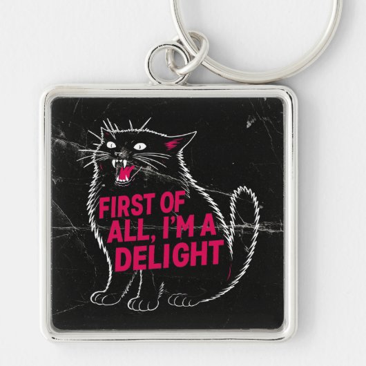 First Of All I'm A Delight Roaring Black Cat Sleutelhanger (Voorkant)
