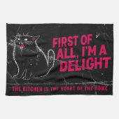 First Of All I'm A Delight Roaring Black Cat Theedoek (Horizontaal)